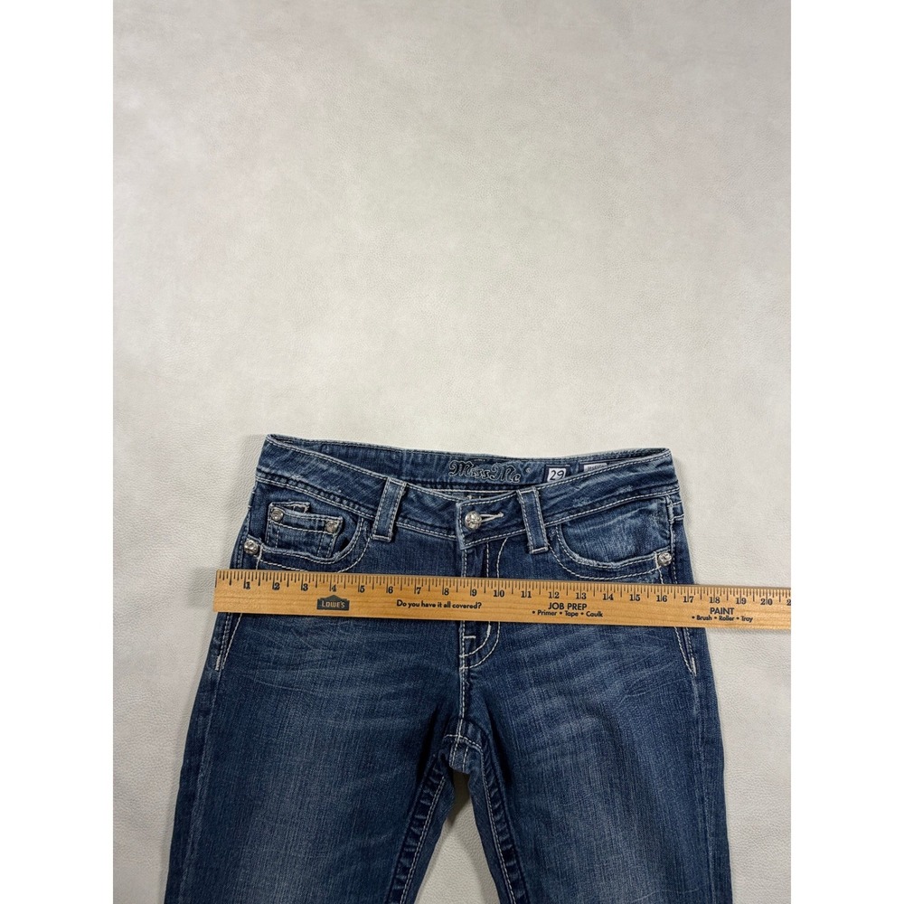 Miss Me JPS5152 Bootcut Jeans Medium Dark Wash Rhinestone Embellished Size 29 31 - Picture 9 of 13